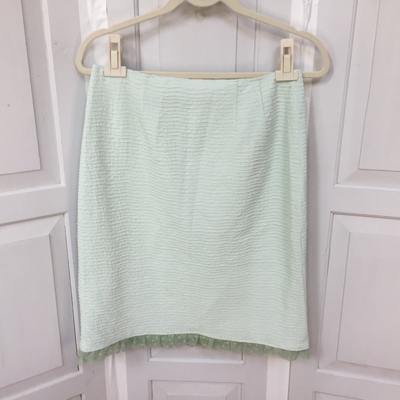 Rickie Freeman Teri John Pastel Green Textured Skirt - Picture 1 of 16